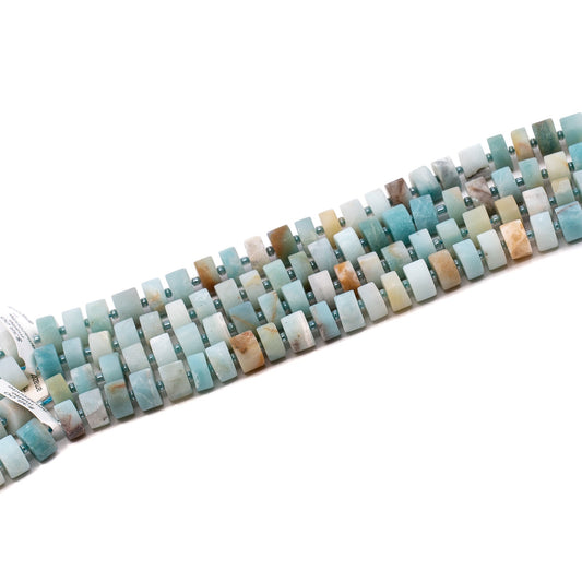 Matte Amazonite Large Smooth Slice Bead - 7.75" Strand