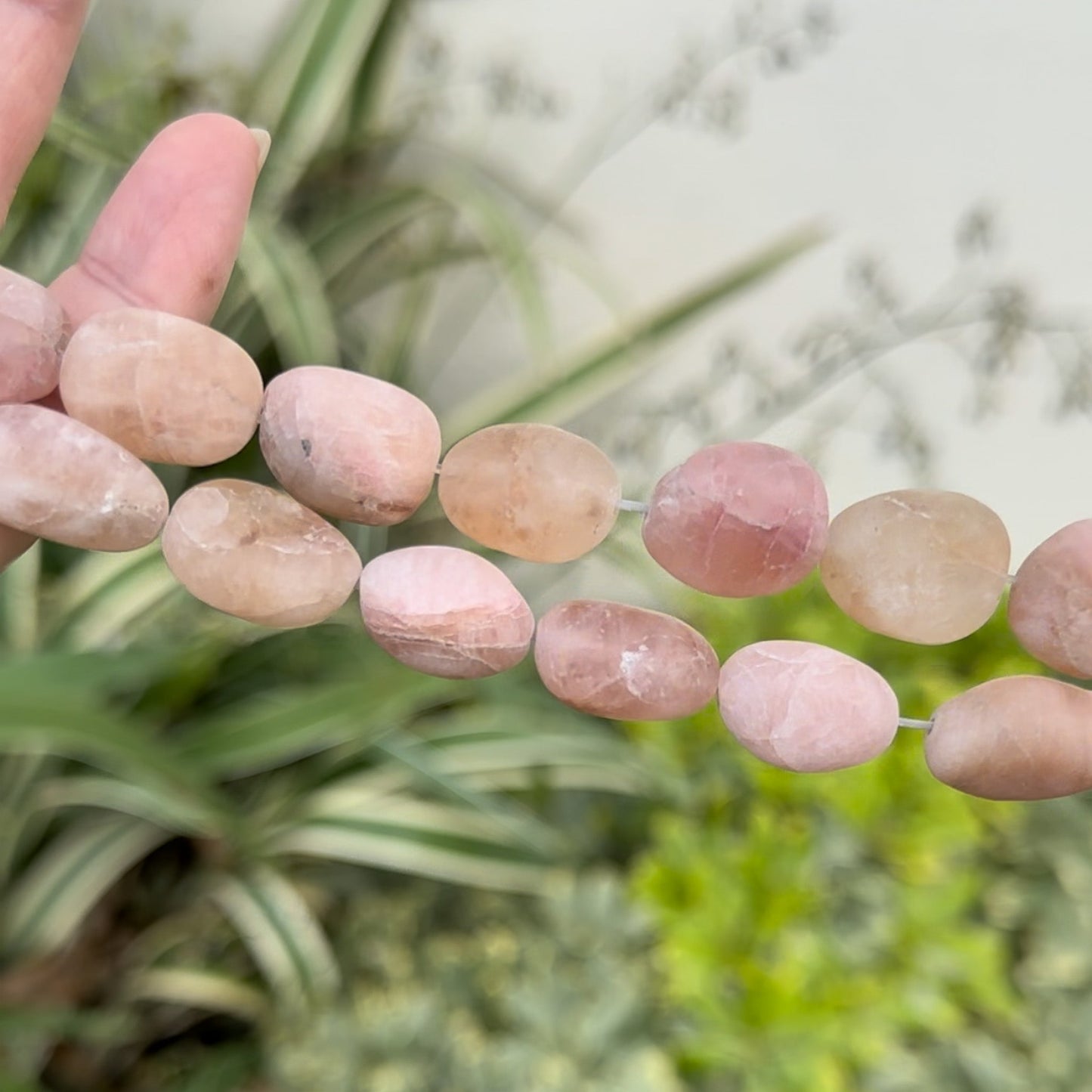 Matte Morganite Rustic Smooth Tumbled Nugget Bead - 8" Strand (GEM 1723)-The Bead Gallery Honolulu