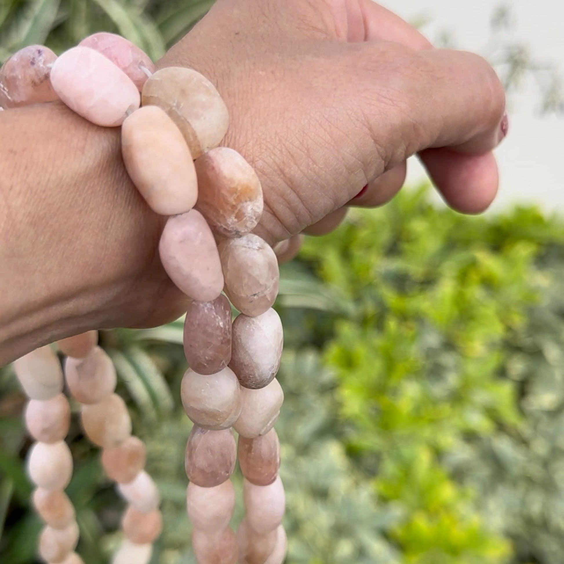 Matte Morganite Rustic Smooth Tumbled Nugget Bead - 8" Strand (GEM 1723)-The Bead Gallery Honolulu