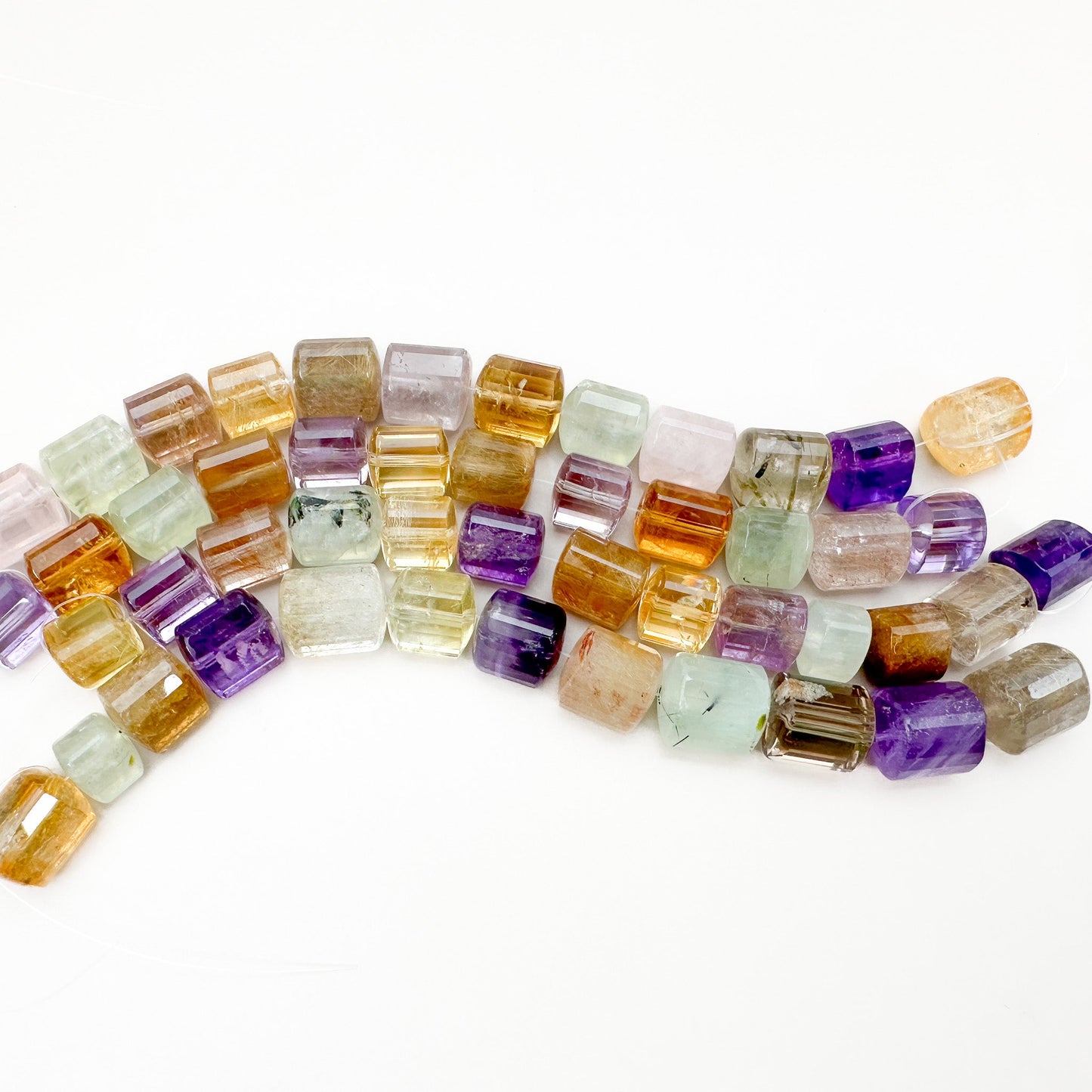 Mixed Gemstone 10-12mm Faceted Curved Triangle Bead - 9" Strand (GEM2069)-The Bead Gallery Honolulu