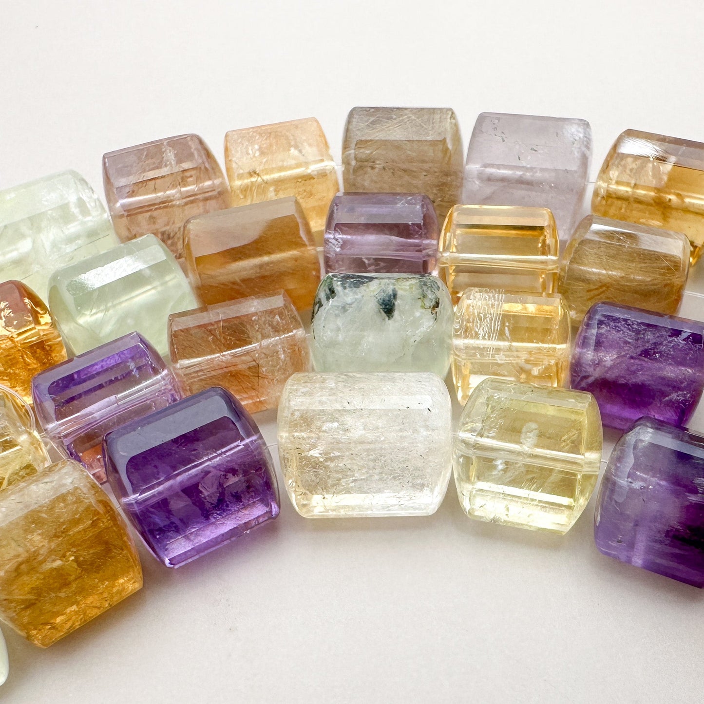 Mixed Gemstone 10-12mm Faceted Curved Triangle Bead - 9" Strand (GEM2069)-The Bead Gallery Honolulu