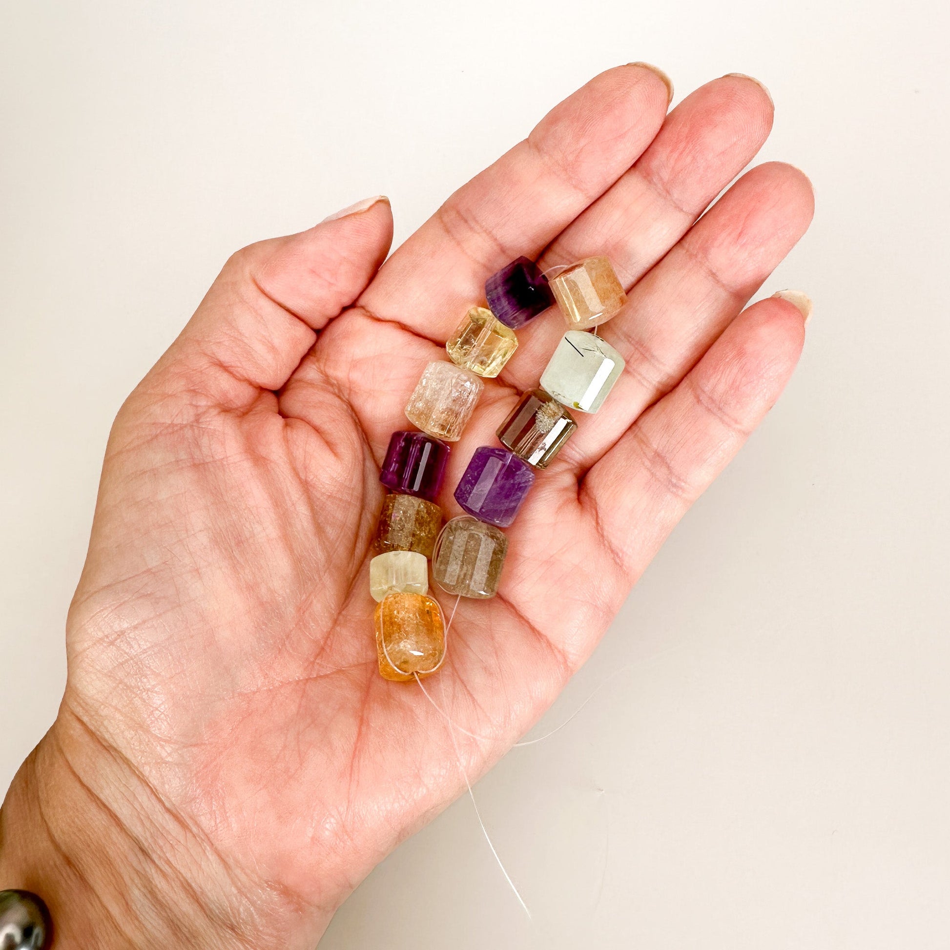 Mixed Gemstone 10-12mm Faceted Curved Triangle Bead - 9" Strand (GEM2069)-The Bead Gallery Honolulu