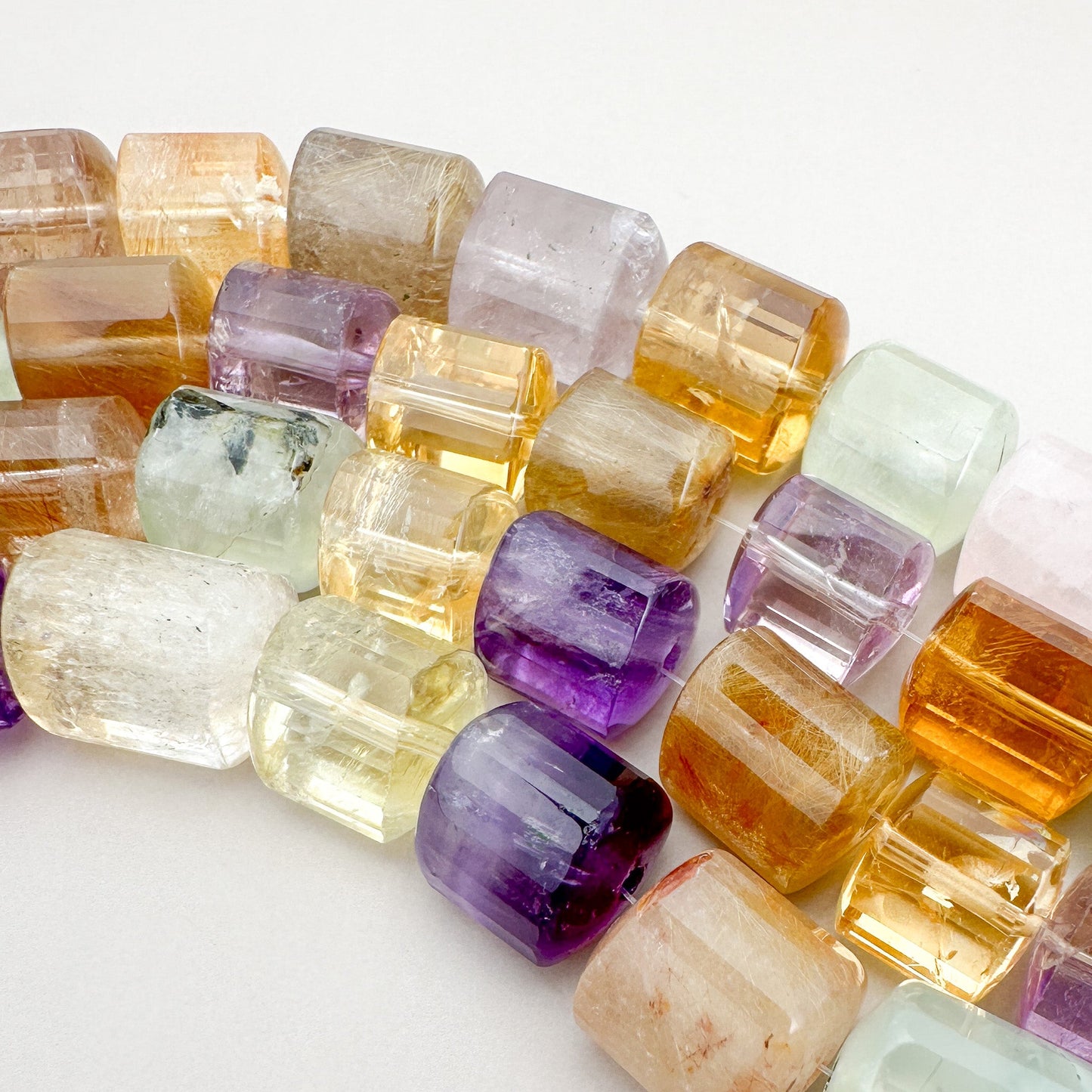 Mixed Gemstone 10-12mm Faceted Curved Triangle Bead - 9" Strand (GEM2069)-The Bead Gallery Honolulu