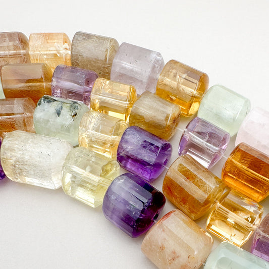 Mixed Gemstone 10-12mm Faceted Curved Triangle Bead - 9" Strand (GEM2069)-The Bead Gallery Honolulu