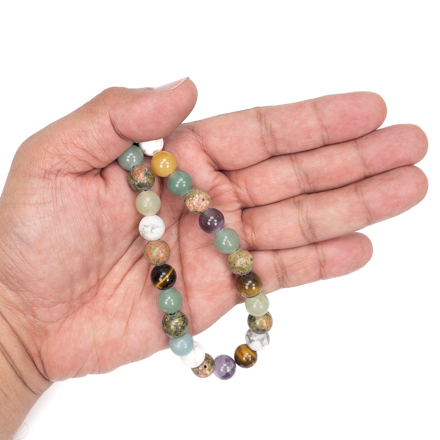 Mixed Gemstone 10mm Large Hole Rustic Round Bead - 15.5" Strand