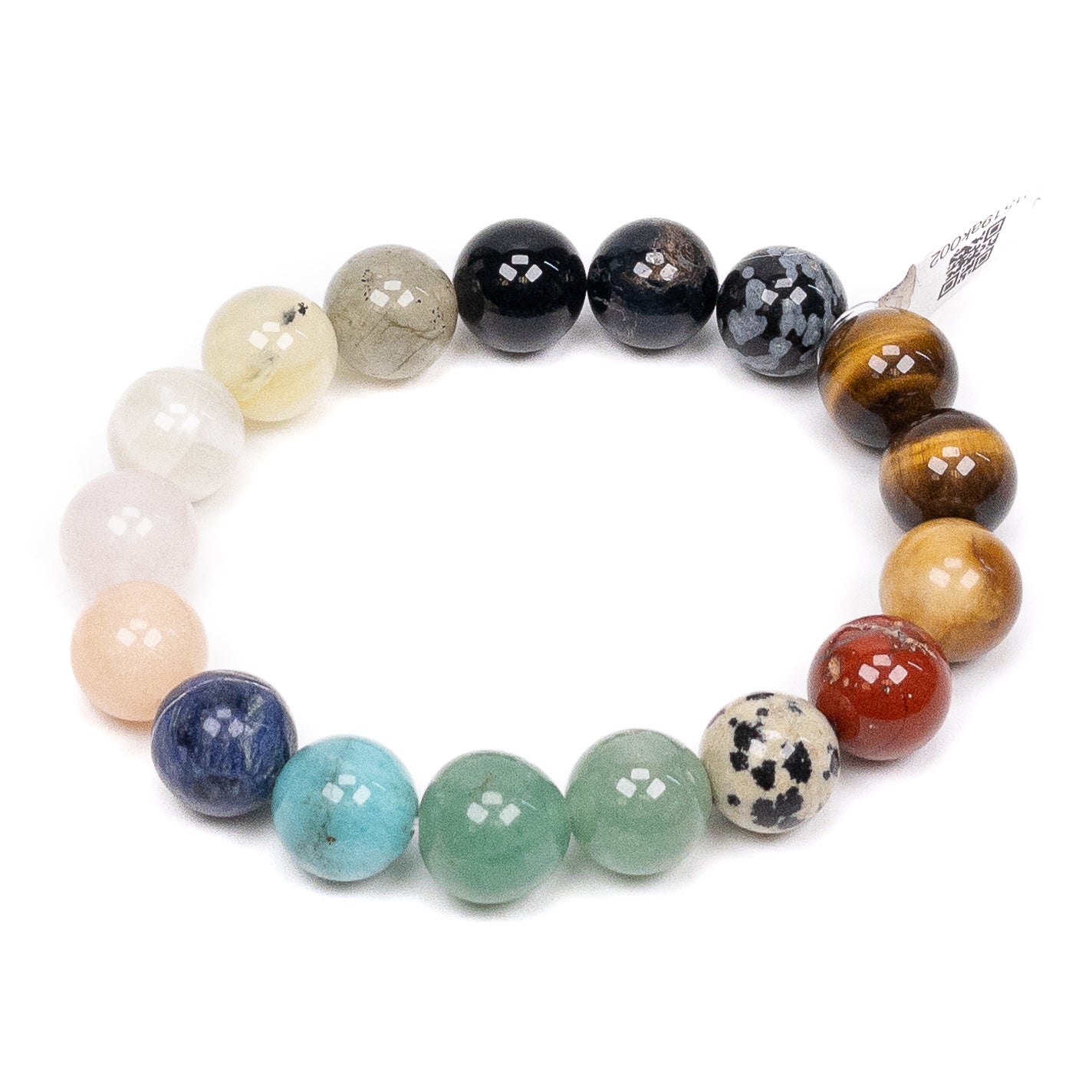 Mixed Gemstone 12mm Smooth Round Stretchy Bracelet