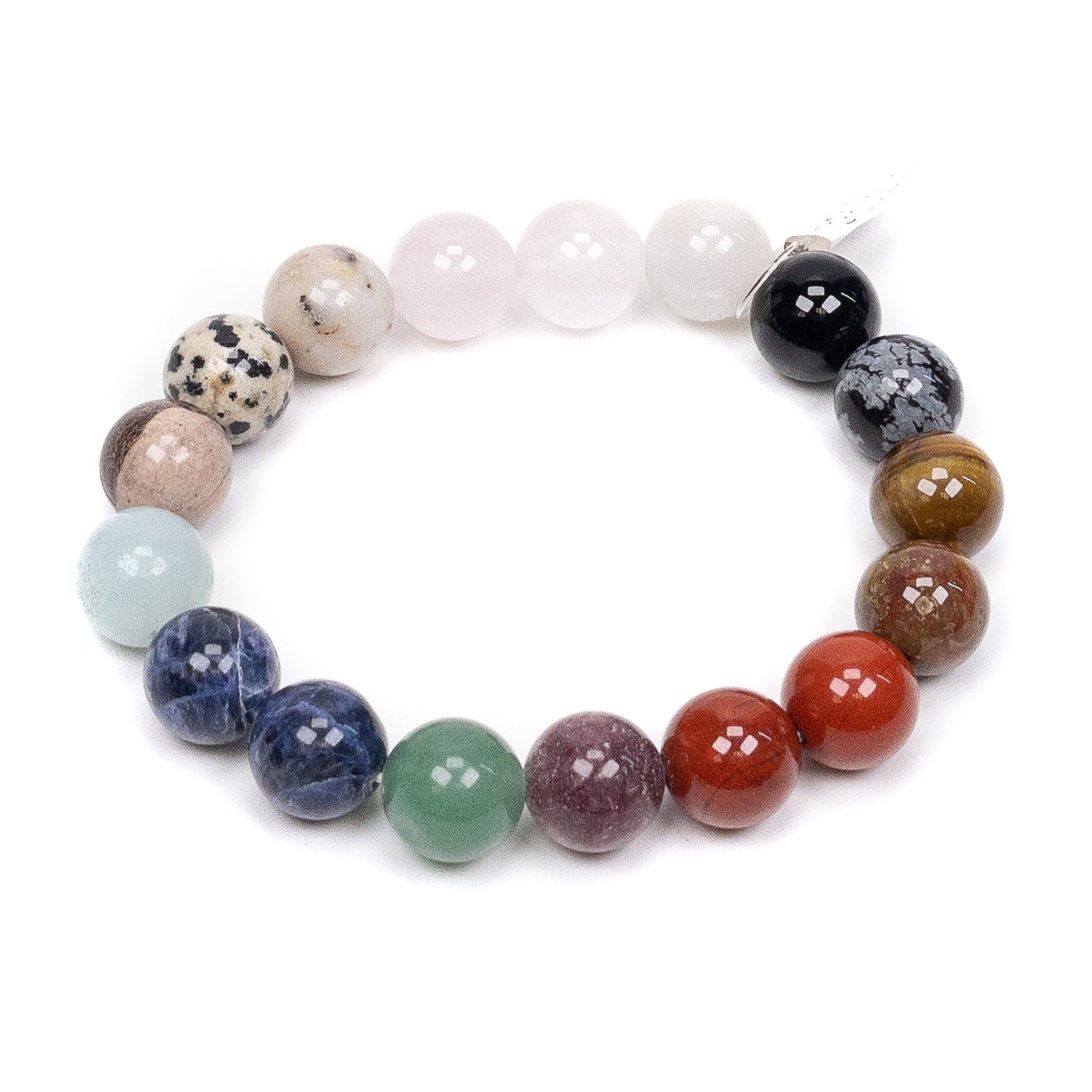 Mixed Gemstone 12mm Smooth Round Stretchy Bracelet