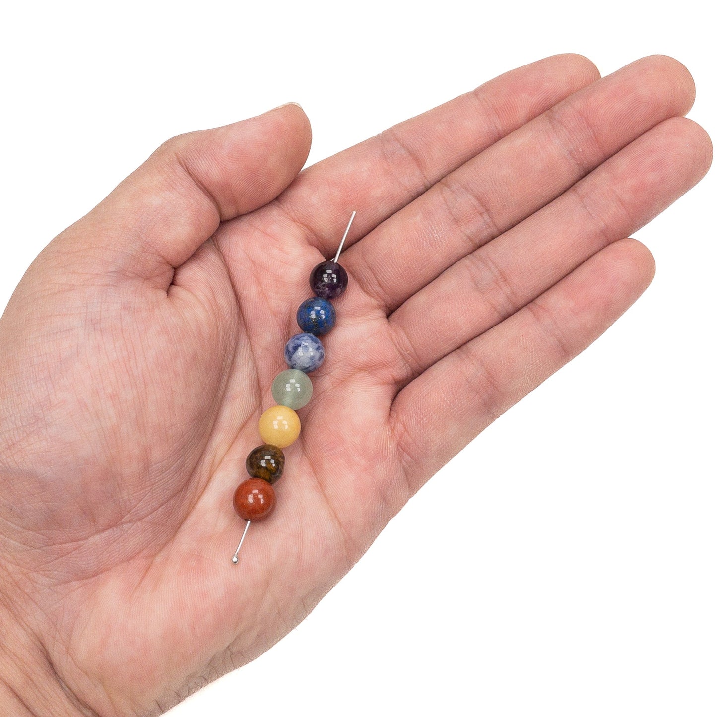 Mixed Gemstone Dark Rainbow Chakra 8mm Round Bead Set - 7 pcs.