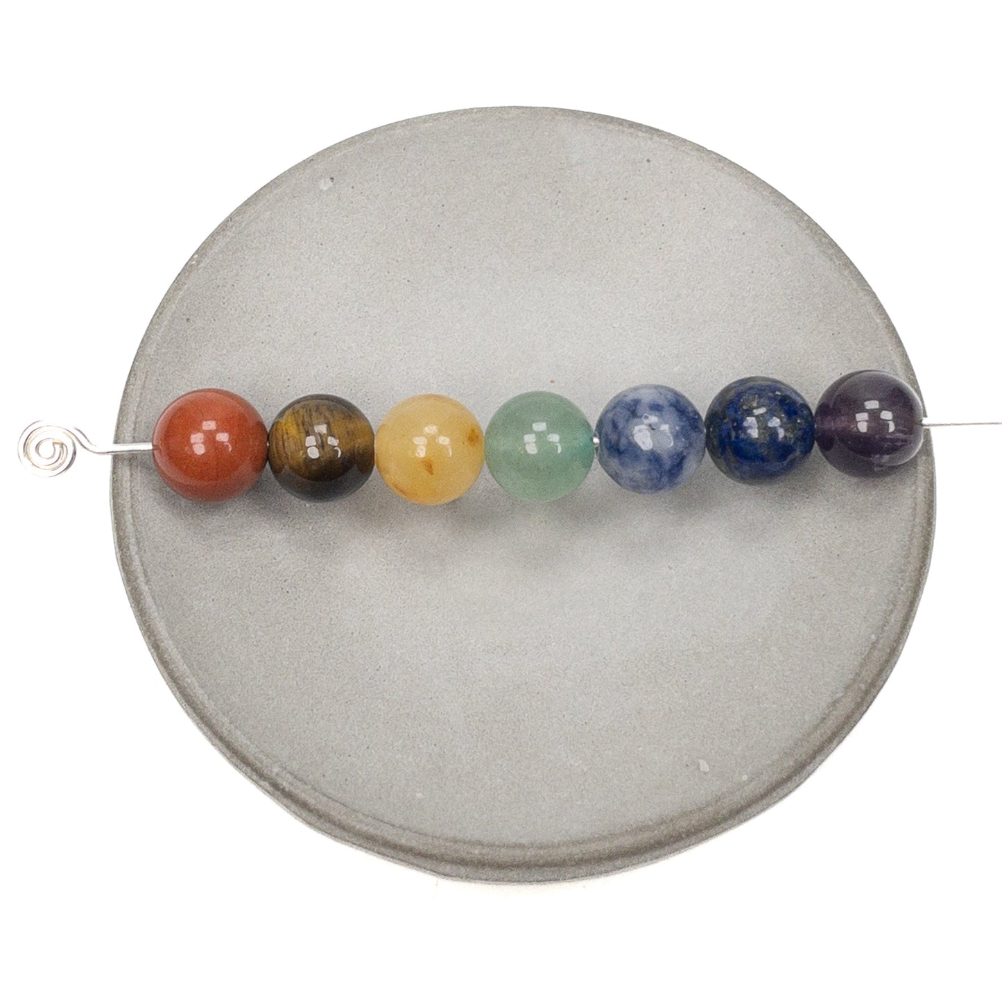 Mixed Gemstone Dark Rainbow Chakra 8mm Round Bead Set - 7 pcs.