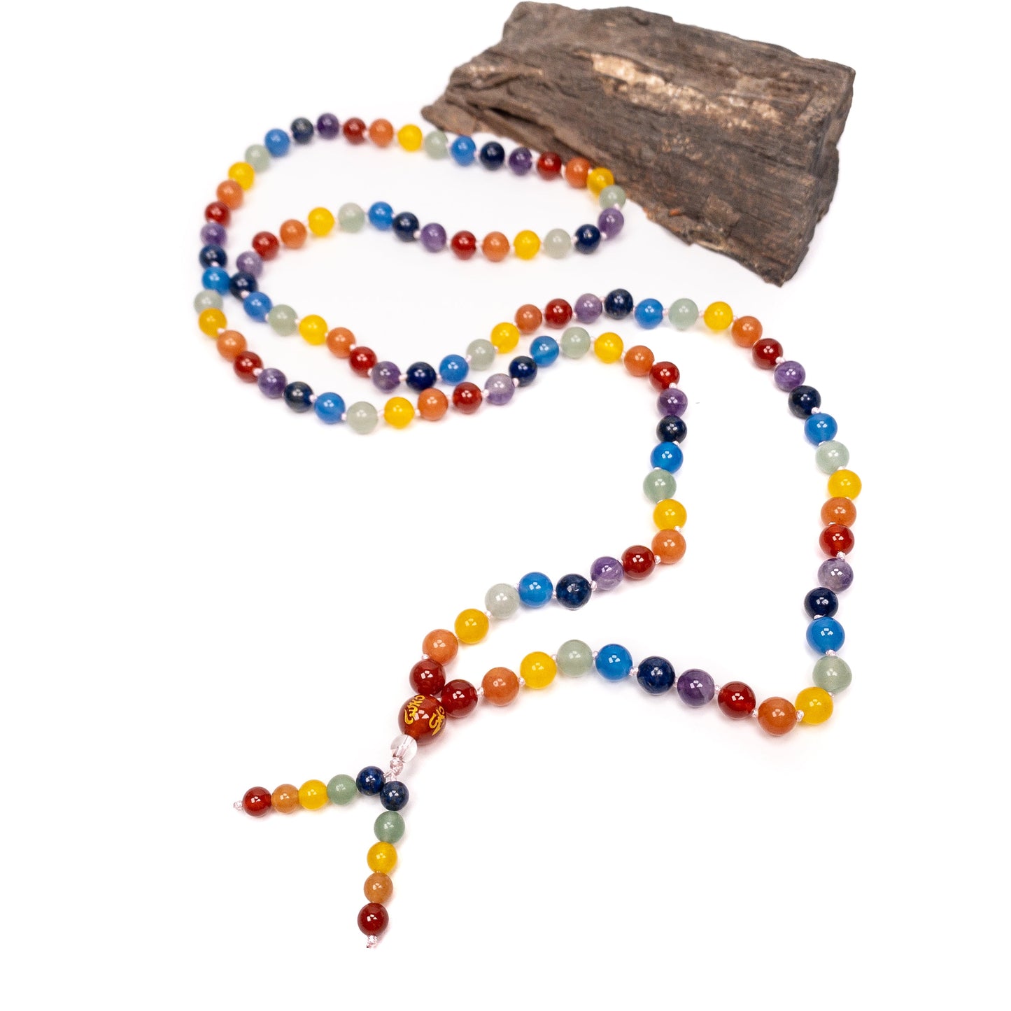 Mixed Gemstone Rainbow Chakra 8mm Smooth Round Bead - Full Strand Mala