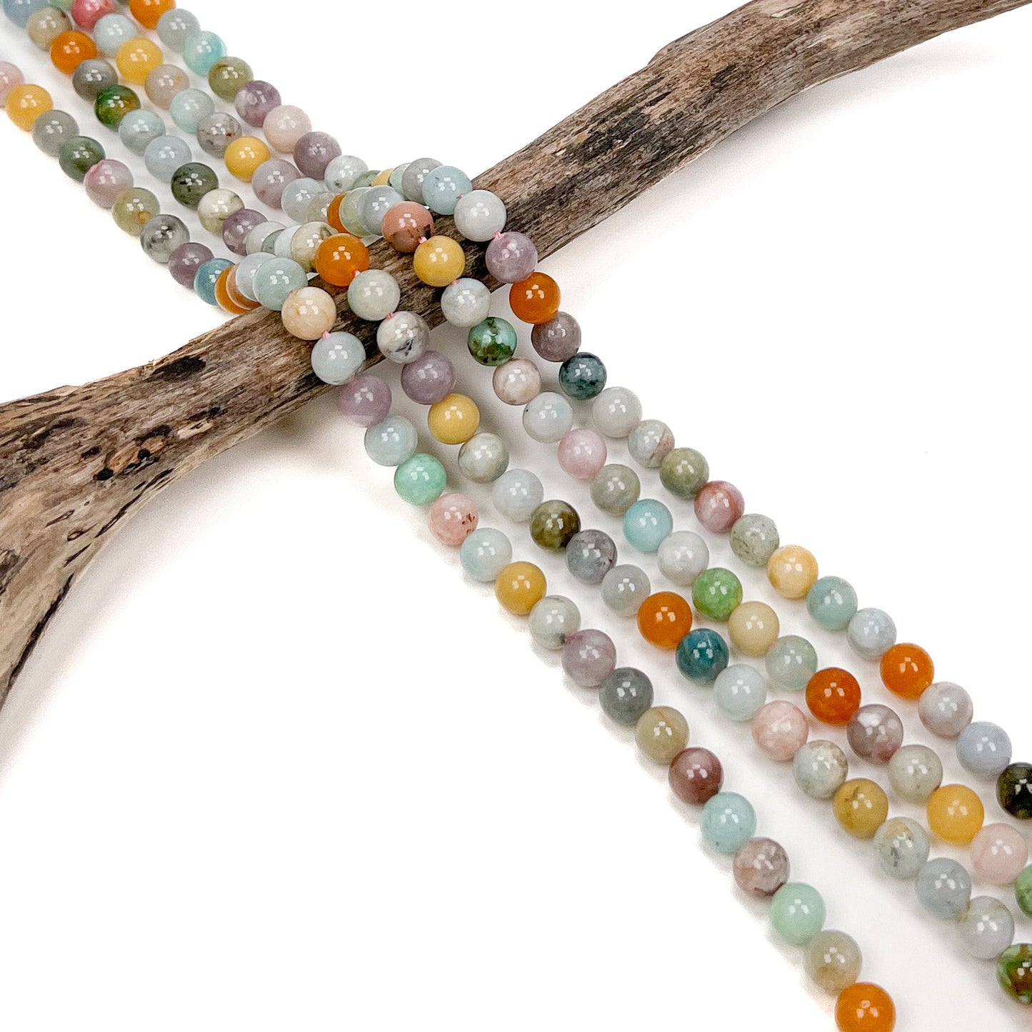 Mixed Gemstone (Spring) 8mm Round Bead - 7.5" Strand-The Bead Gallery Honolulu