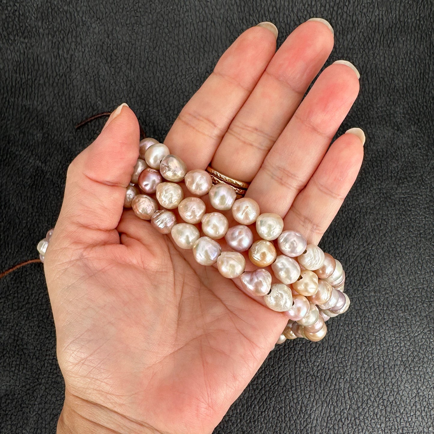 Mixed Natural Color 9-10mm Baroque Semi-Round with Large Hole Freshwater Pearl Bead (GEM1814)-The Bead Gallery Honolulu