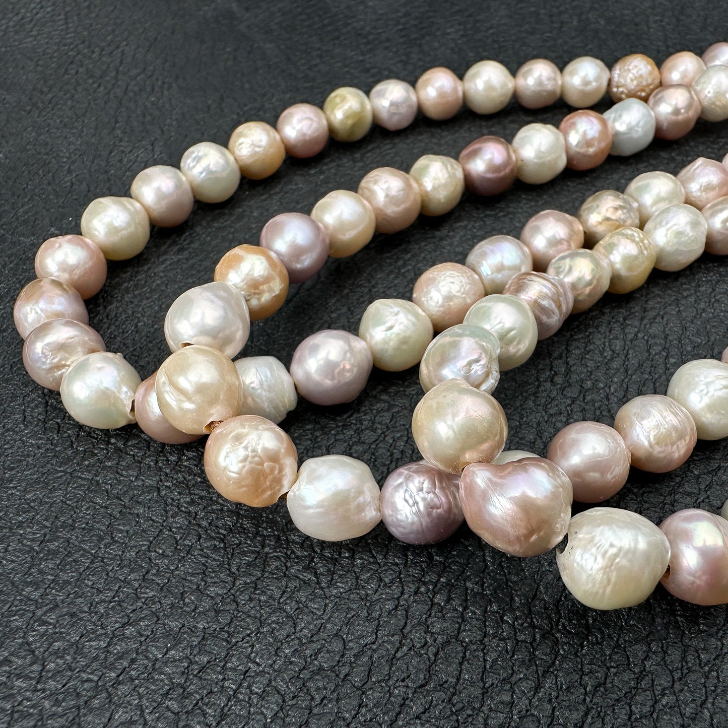 Mixed Natural Color 9-10mm Baroque Semi-Round with Large Hole Freshwater Pearl Bead (GEM1814)-The Bead Gallery Honolulu