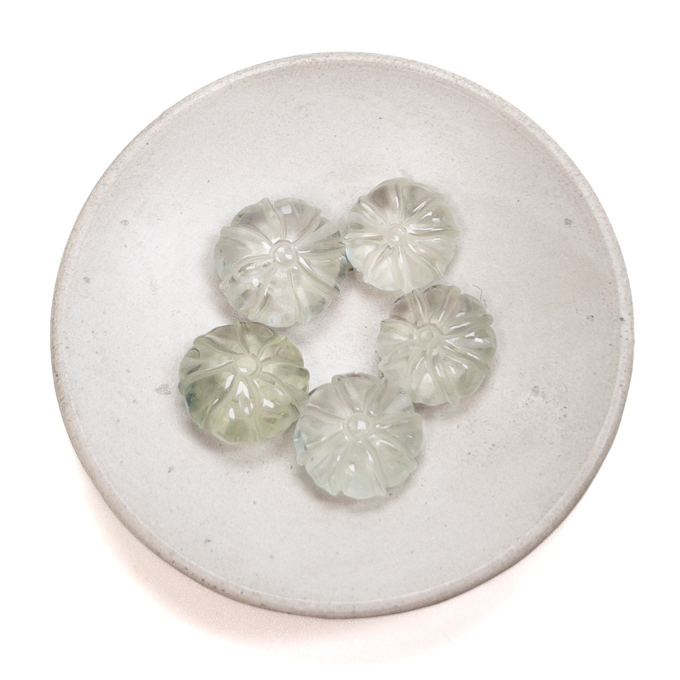 Mixed Quartz Carved Floral Coin Bead (6 Stones Available, Size Varies) - 1 pc.