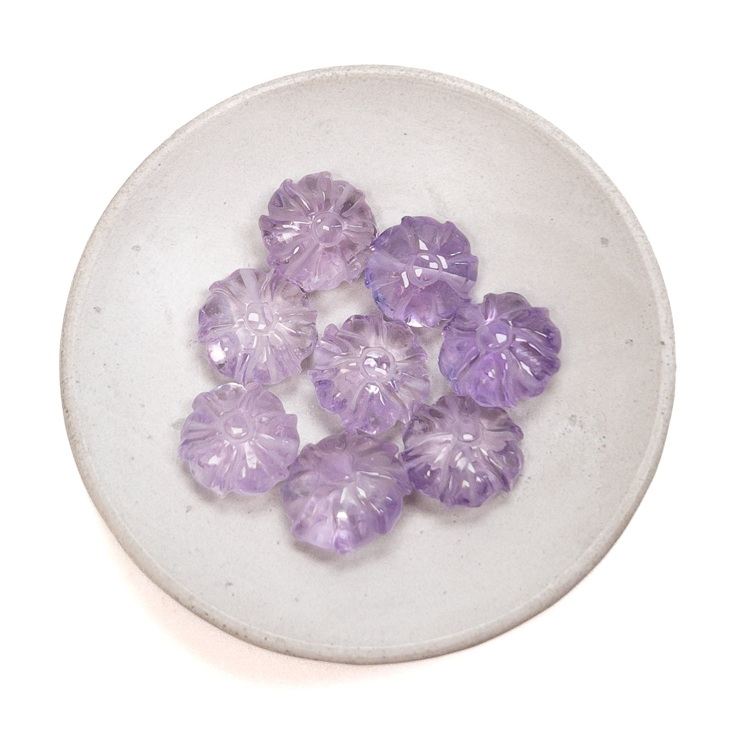 Mixed Quartz Carved Floral Coin Bead (6 Stones Available, Size Varies) - 1 pc.