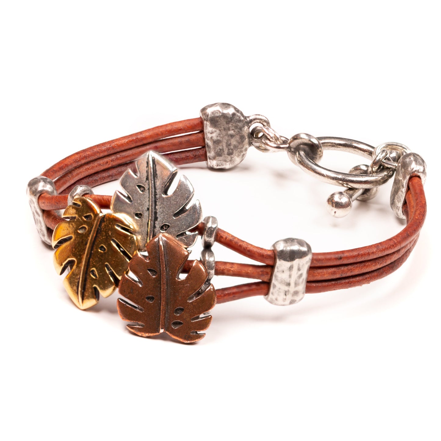 Monstera Triple Strand Leather Bracelet (4 Options Available) - Kit or Finished Bracelet