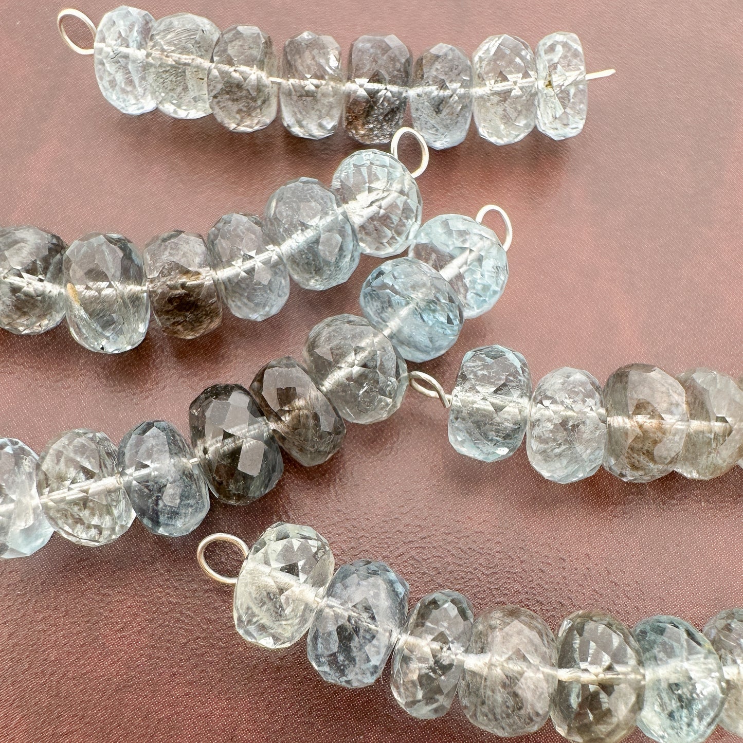 Moss Aquamarine 8mm Faceted Rondelle Bead - (GEM284)-The Bead Gallery Honolulu