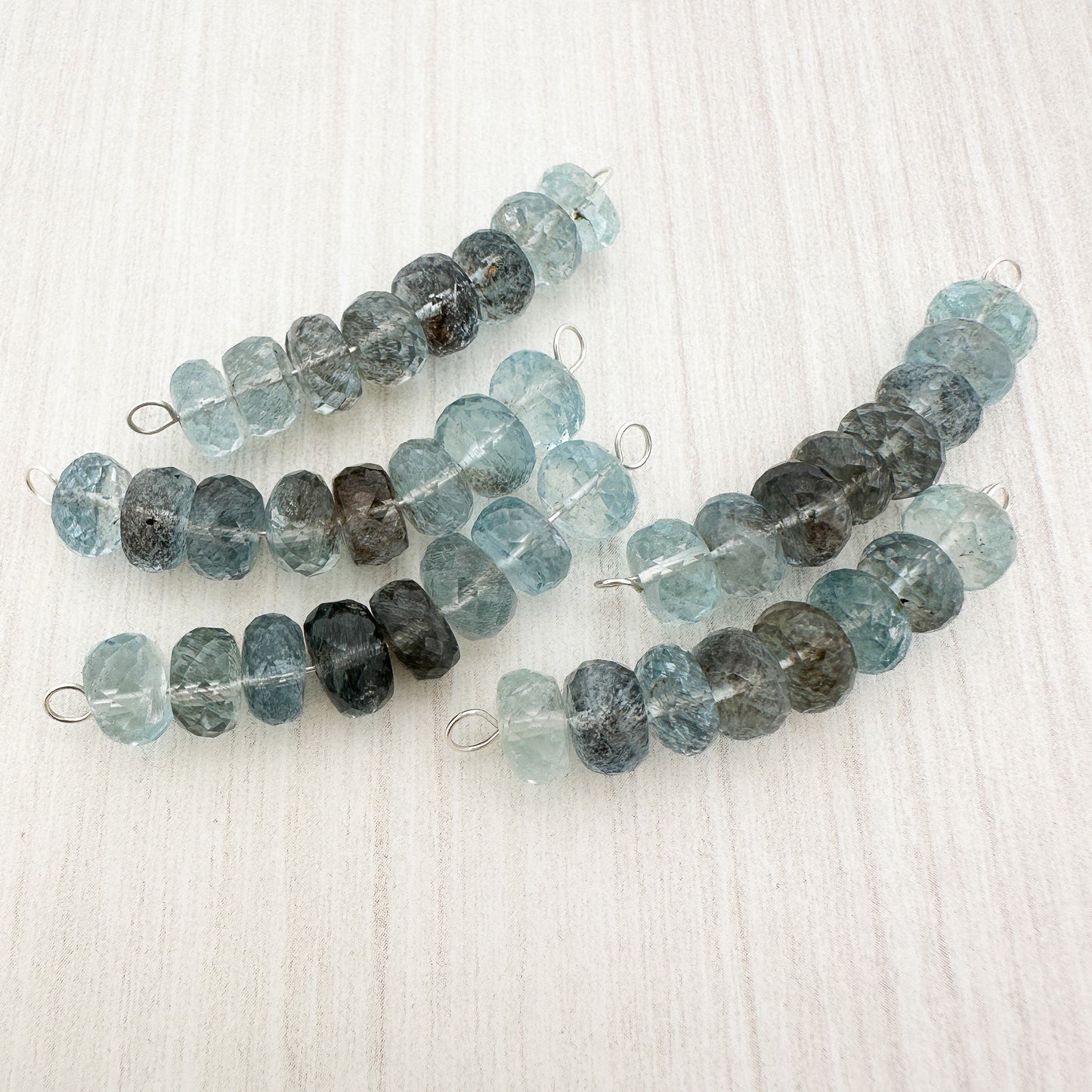 Moss Aquamarine 8mm Faceted Rondelle Bead - (GEM284)-The Bead Gallery Honolulu