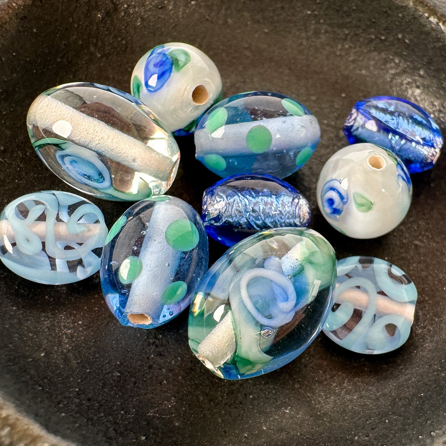 Mostly Monochrome Czech Lampwork Glass Bead Mix (11 Options) - 10 pcs.