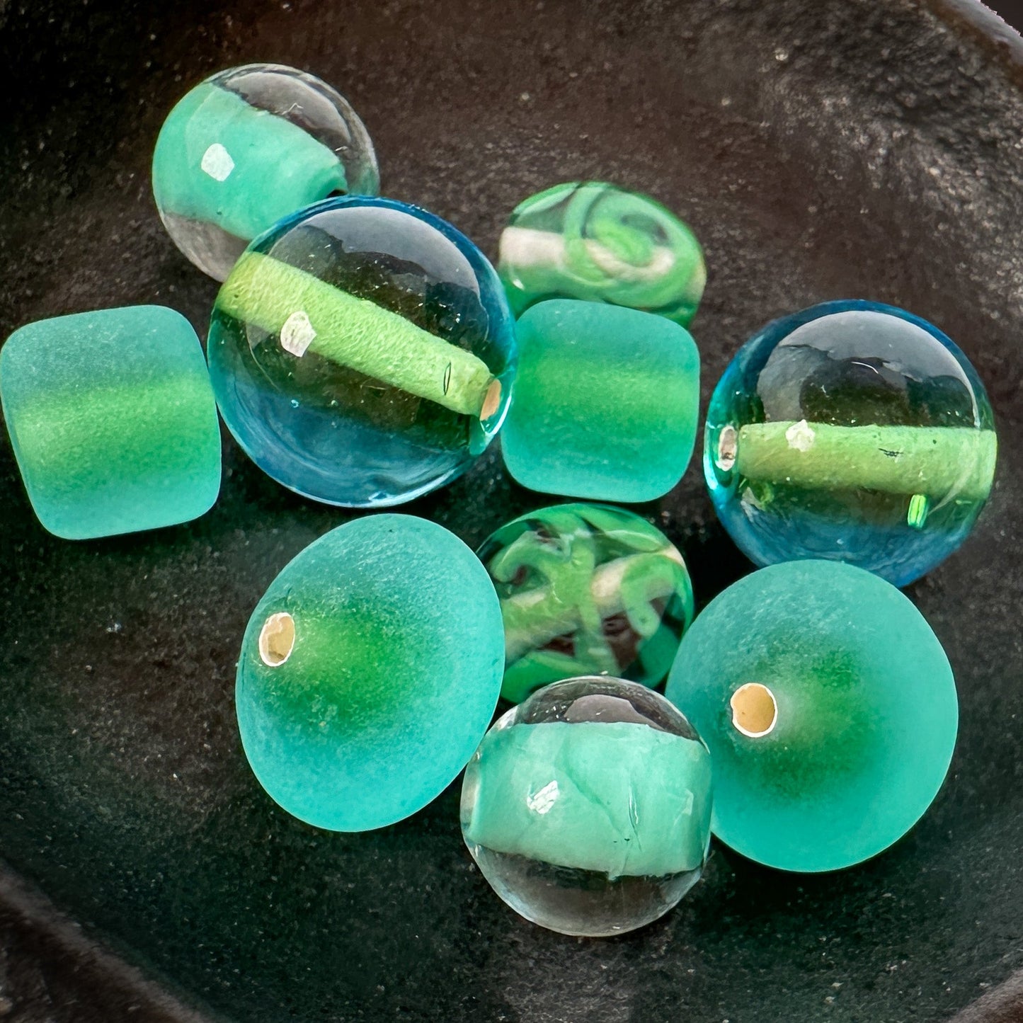 Mostly Monochrome Czech Lampwork Glass Bead Mix (11 Options) - 10 pcs.