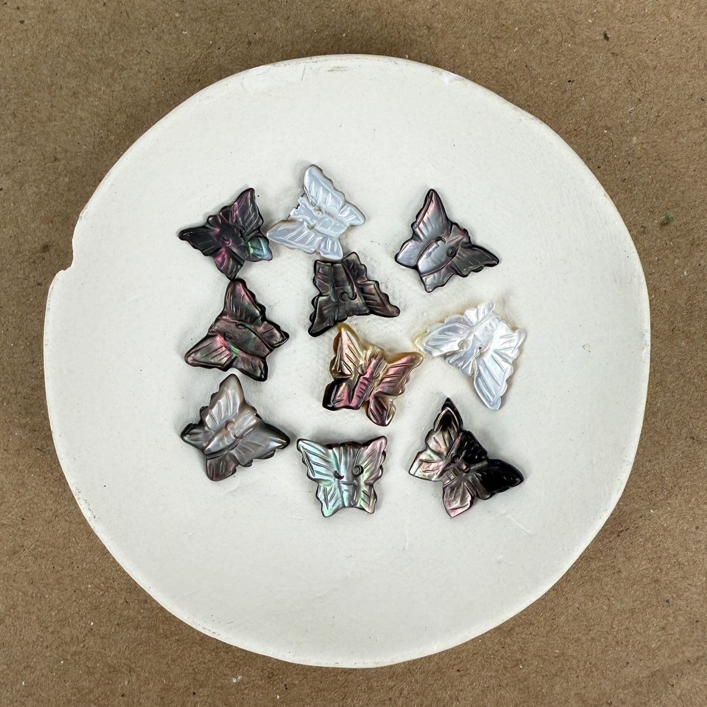 Mother of Pearl or Rose Quartz 19mm Butterfly Bead (P1361)-The Bead Gallery Honolulu