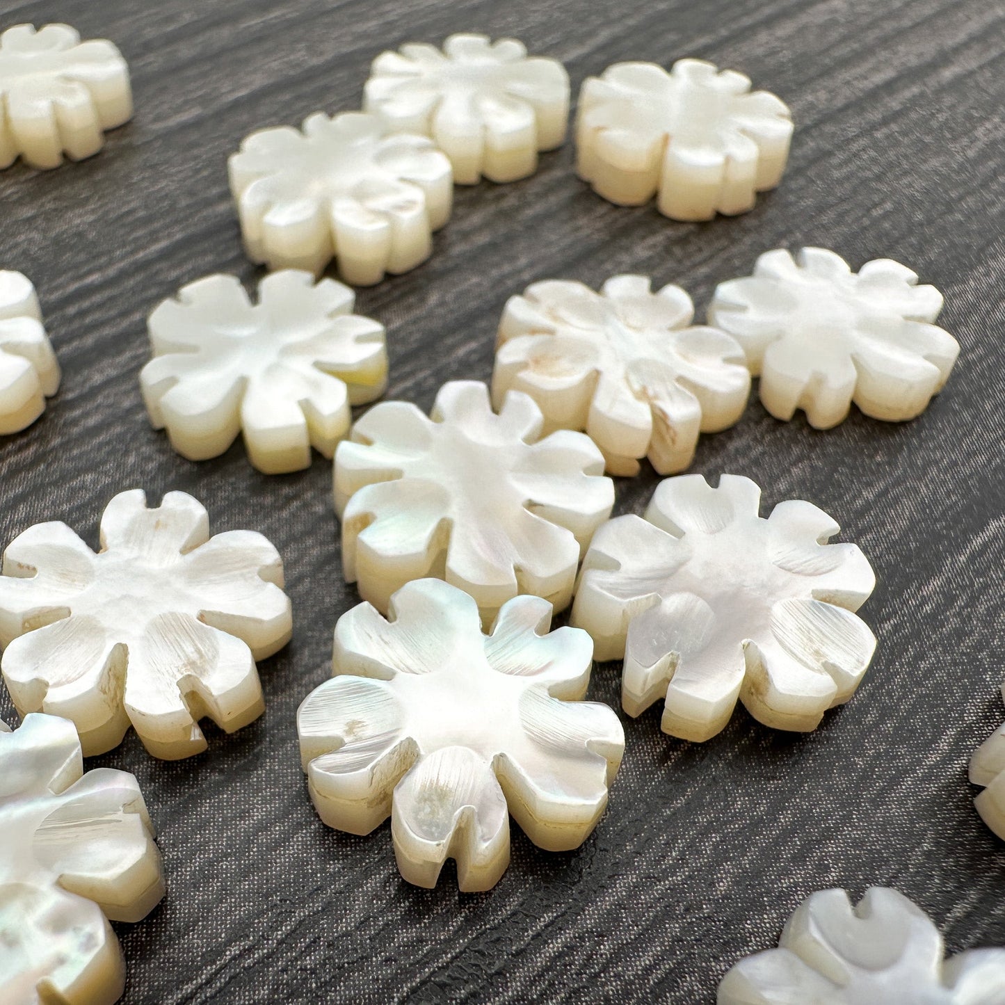 Mother of Pearl Shell 10mm Flat Cherry Blossom Bead - 1 pc. (P2359)