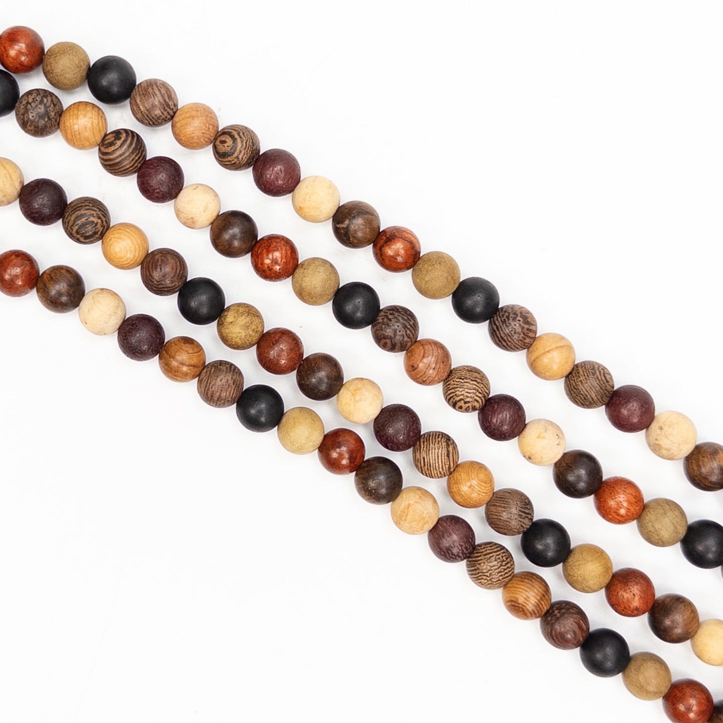 Multicolor Mixed Wood 8mm Round Bead - 15" Strand-The Bead Gallery Honolulu