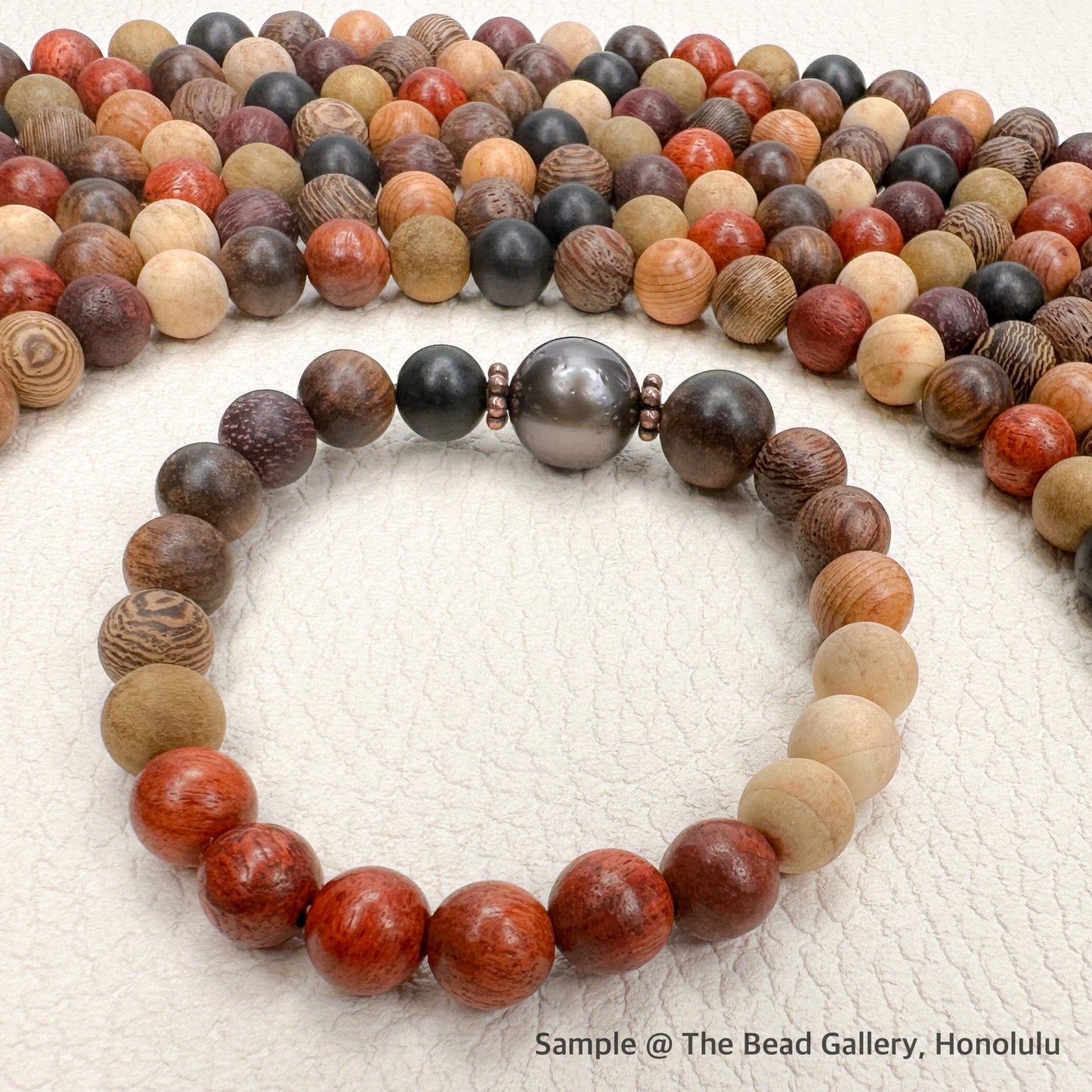 Multicolor Mixed Wood 8mm Round Bead - 15" Strand-The Bead Gallery Honolulu