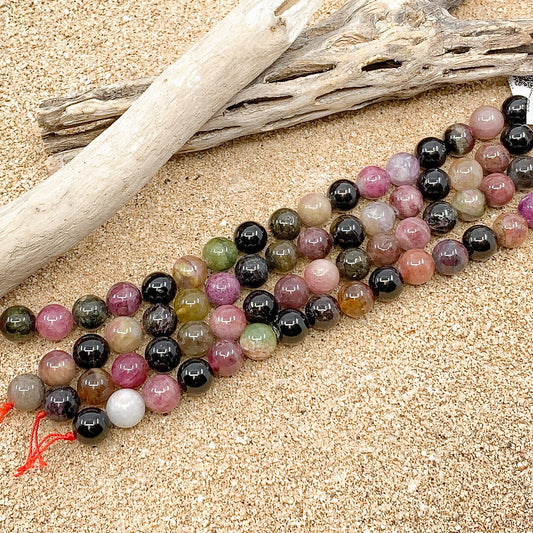 Multicolor Tourmaline 10mm Round - 8" Strand