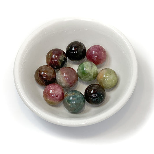Multicolor Tourmaline 14mm Round Bead - 1 pc. (P2336)-The Bead Gallery Honolulu