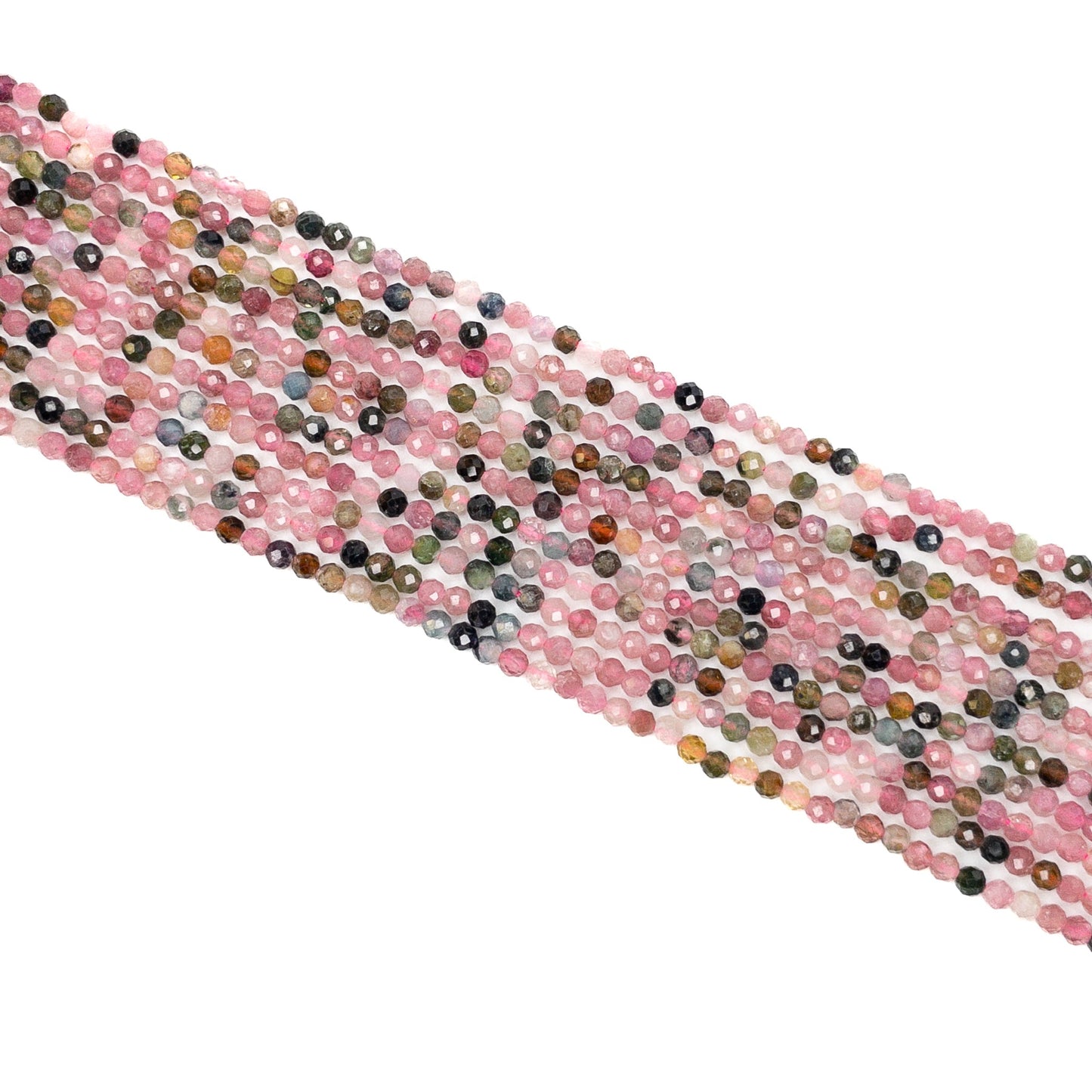 Multicolor Tourmaline 2.5mm Faceted Round Bead - 7.5" Strand