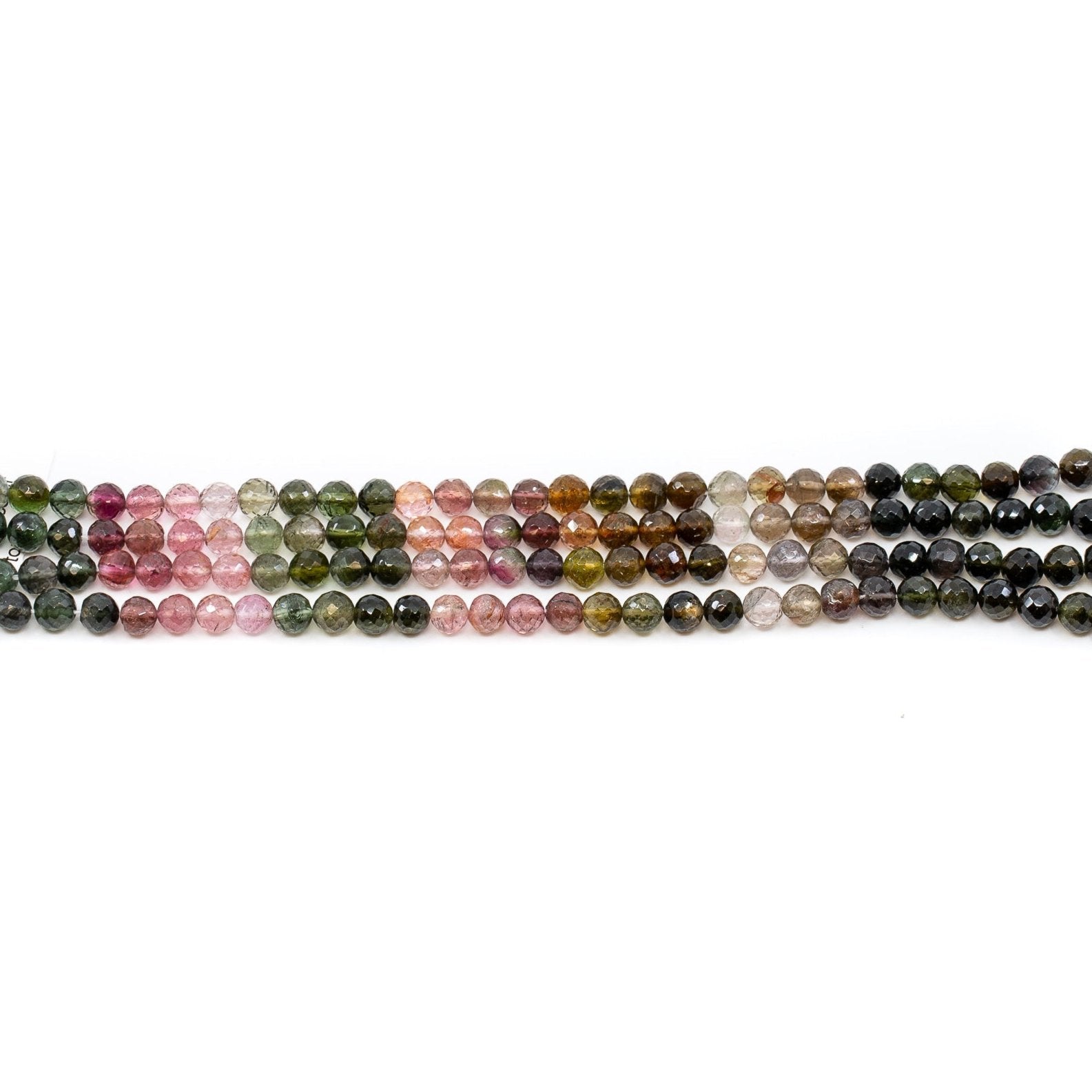Multicolor Tourmaline 5.5mm Faceted Round Bead - 6.75" Strand