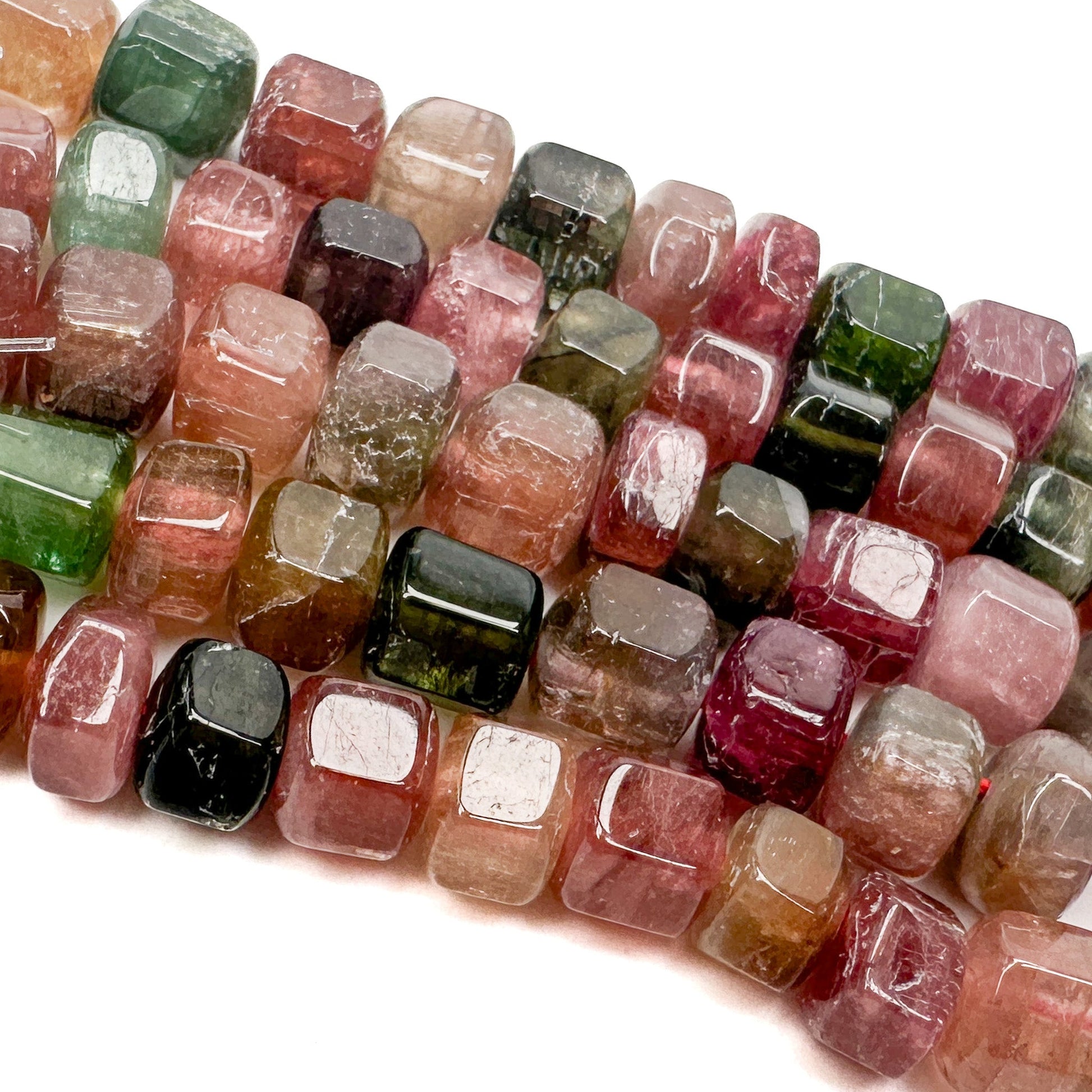 Multicolor Tourmaline 8mm Hexagonal Slice Bead - 3" MINI Strand-The Bead Gallery Honolulu