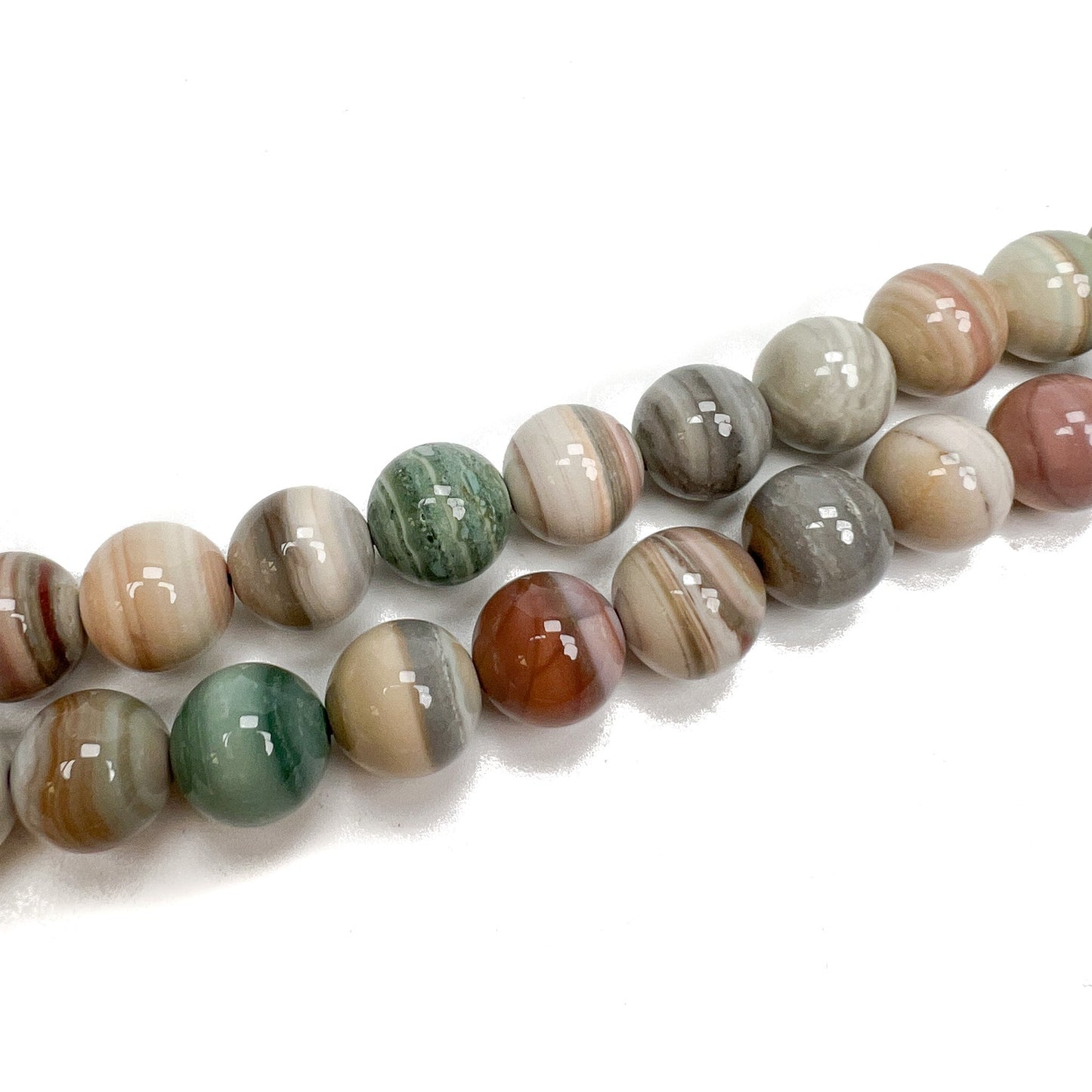 Multicolored Saturn Chalcedony 11mm Round Bead - 7.5" Strand