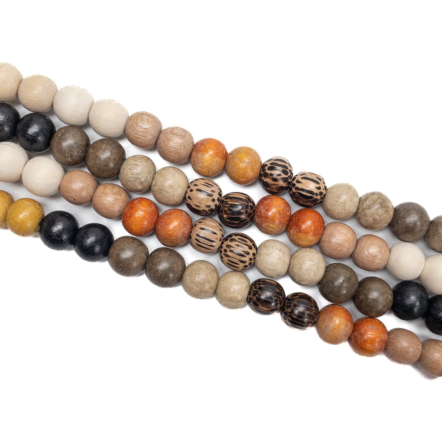 Natural Mixed Wood 10mm Round Bead - 15.5" Strand