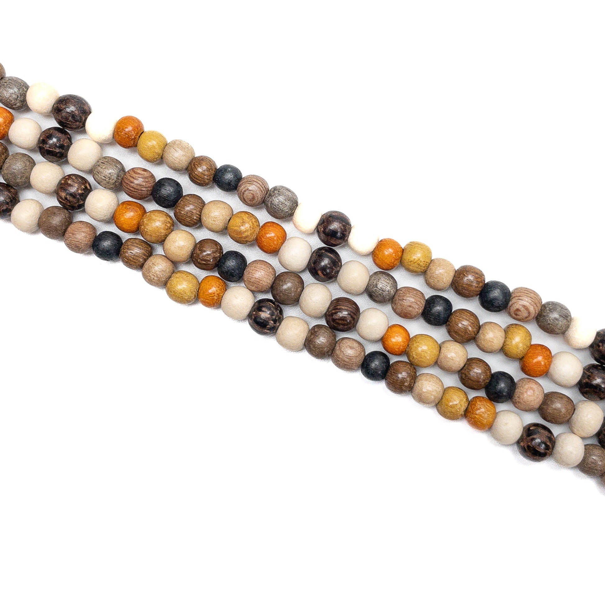 Natural Mixed Wood 6mm Round Bead - 15.5" Strand