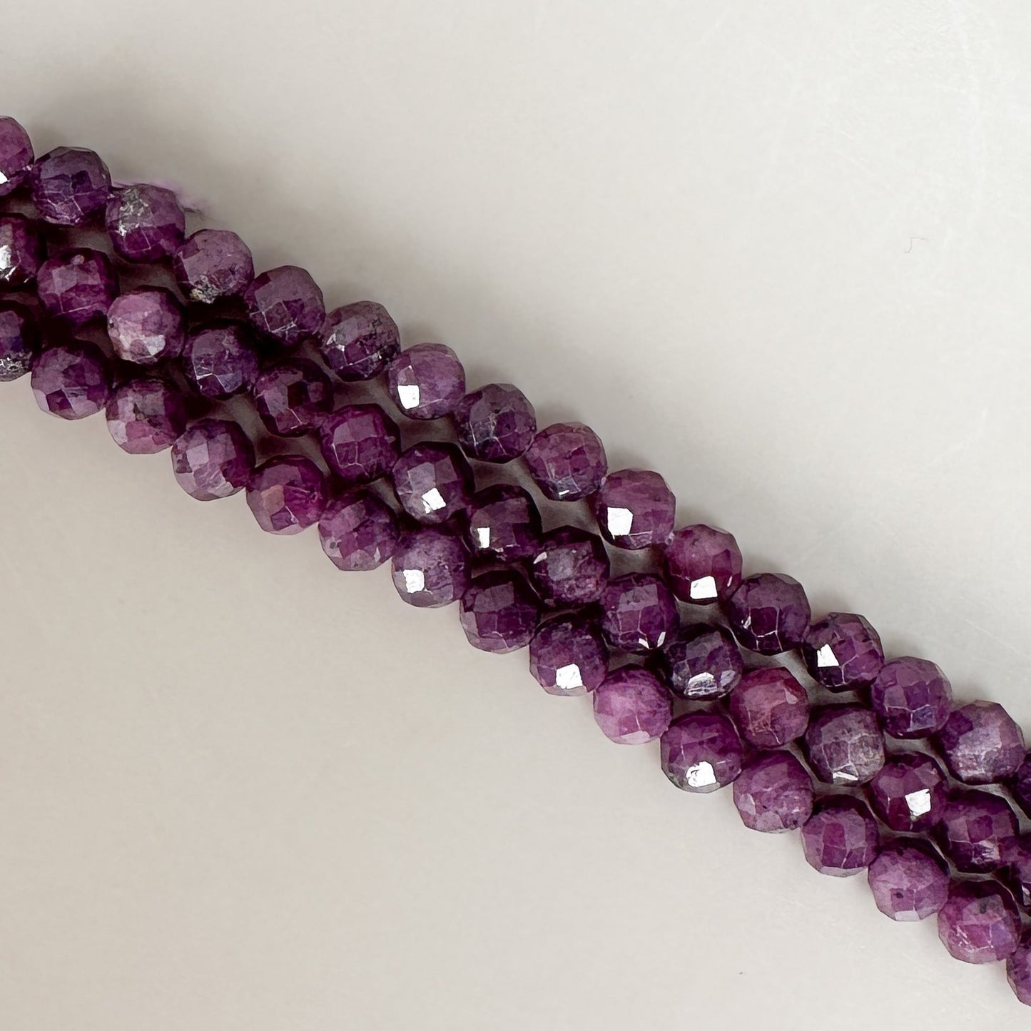 Natural Ruby 4mm Faceted Round Bead - 3" Strand (GEM1995)