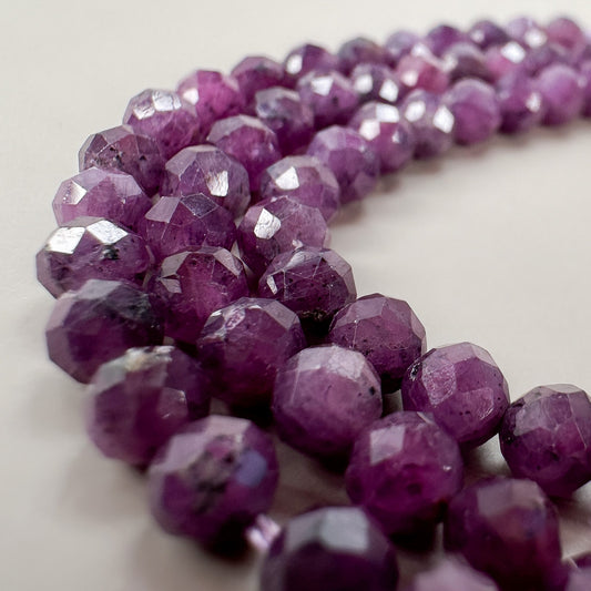 Natural Ruby 4mm Faceted Round Bead - 3" Strand (GEM1995)