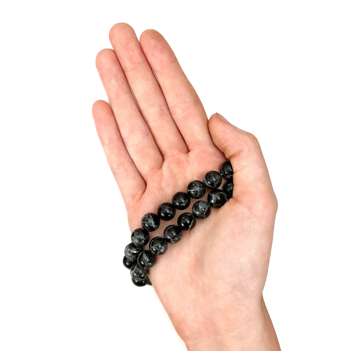 Obsidian in Zinc 10mm Smooth Round Bead - 8" Strand (GEM2282)-The Bead Gallery Honolulu