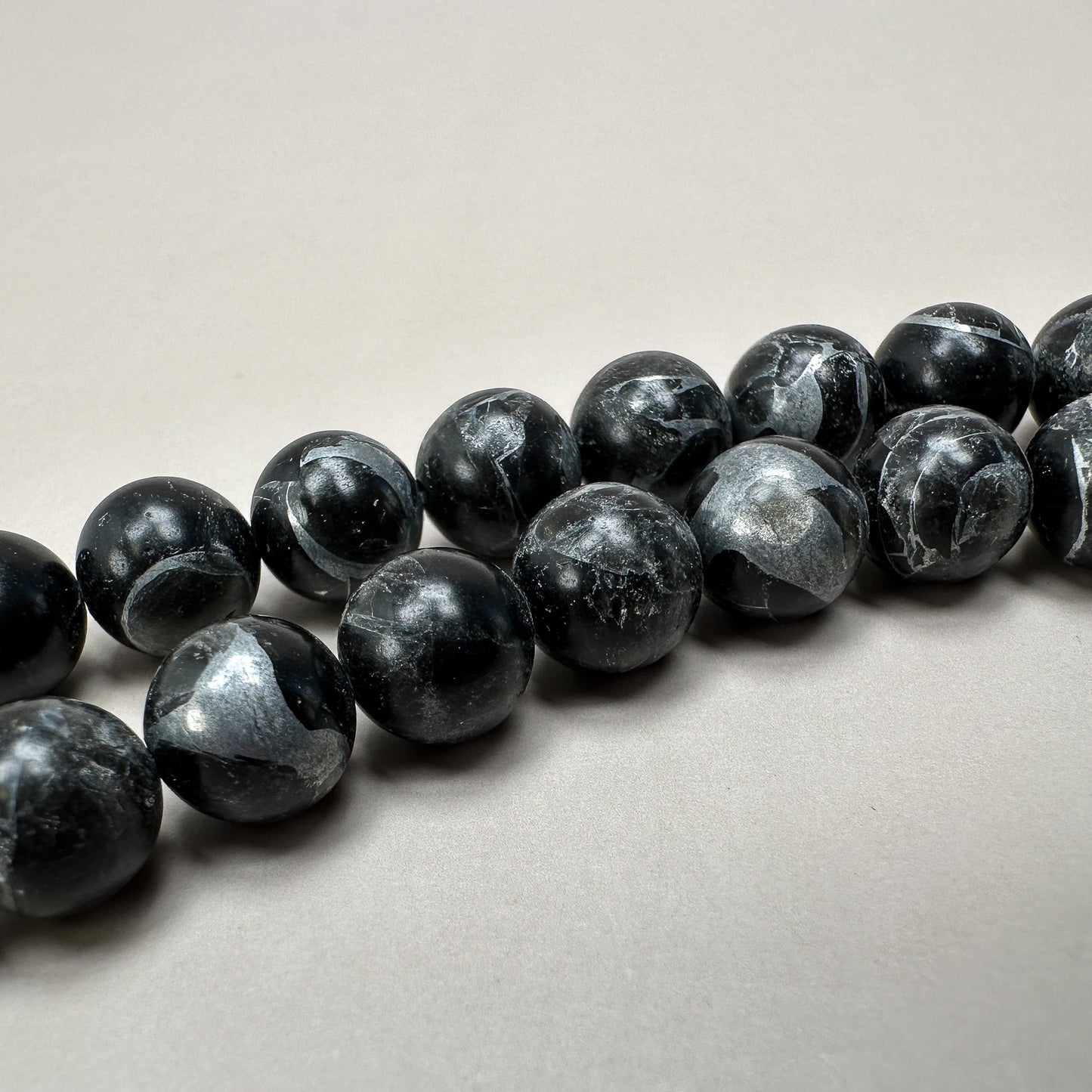 Obsidian in Zinc 10mm Smooth Round Bead - 8" Strand (GEM2282)-The Bead Gallery Honolulu