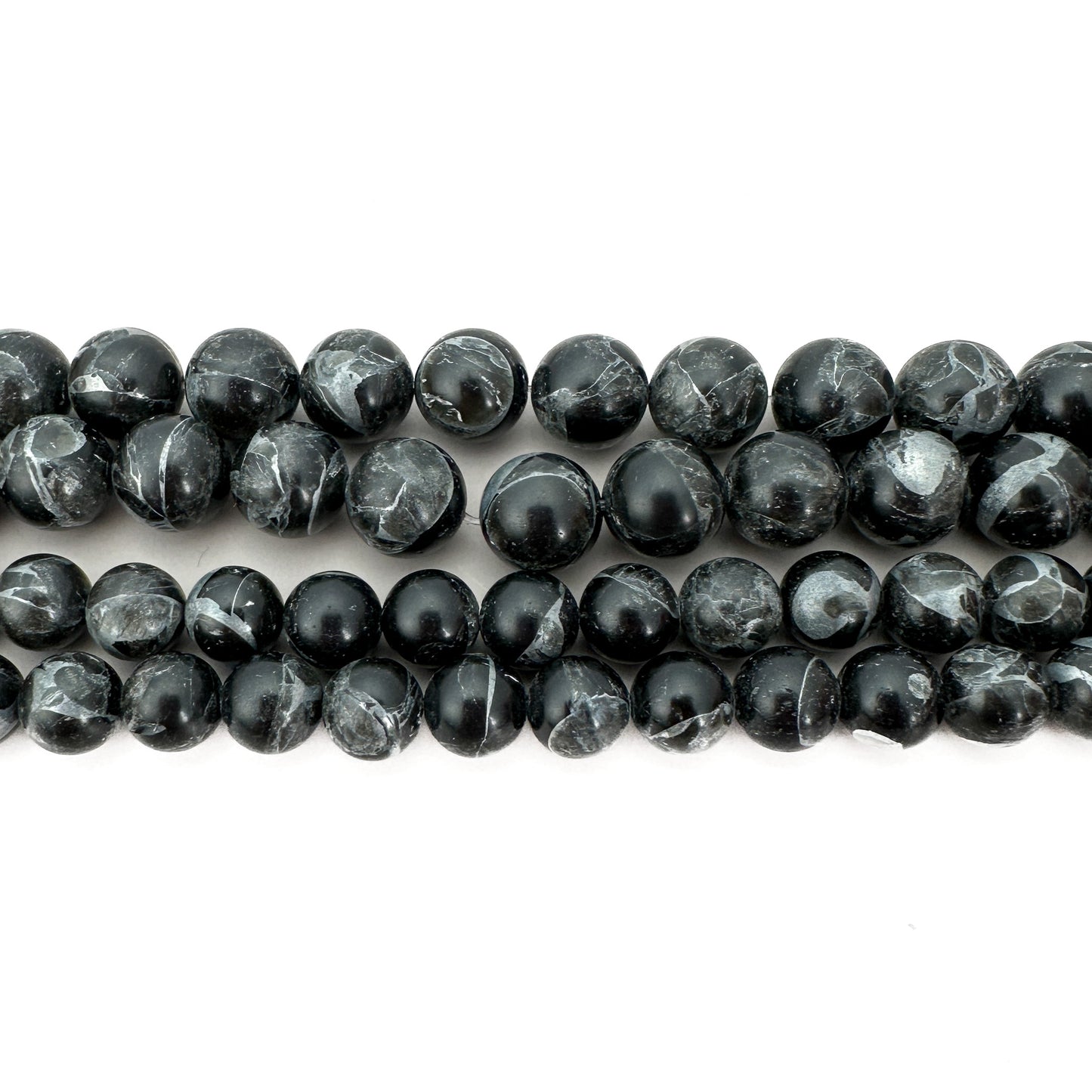 Obsidian in Zinc 10mm Smooth Round Bead - 8" Strand (GEM2282)-The Bead Gallery Honolulu