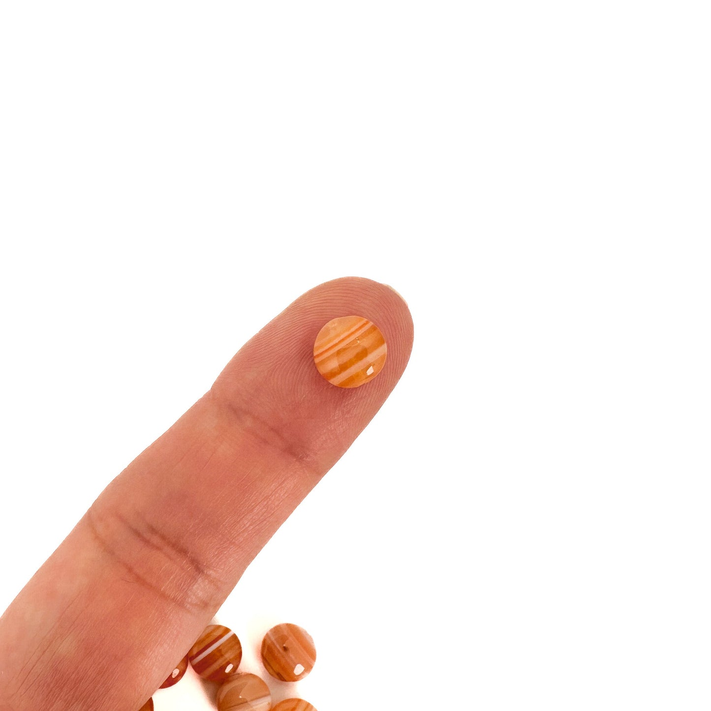 Orange Banded Agate Smooth Puffy Coin Bead - 2 pcs. (P3223)-The Bead Gallery Honolulu