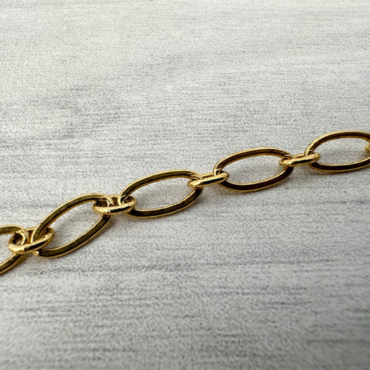 Oval Link Large Antique Gold Plated Brass Chain - 6 inches (CB134)