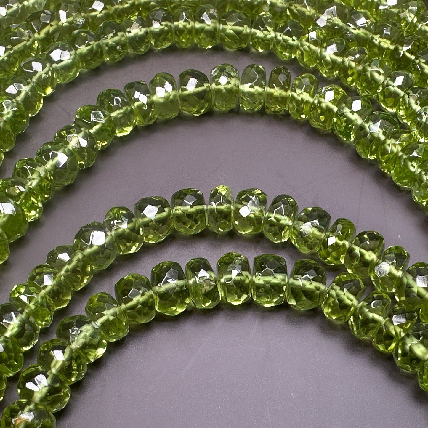 Peridot 3x6mm Faceted Rondelle Bead - 7" Strand (GEM554)