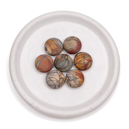 Picasso Jasper 20mm Smooth Flat Matte Long Drill Lentil Bead - 1 pc.