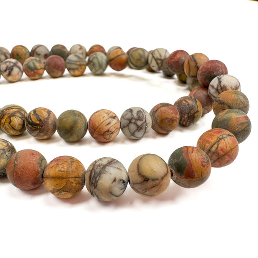 Picasso Jasper 8mm Smooth Round Bead - 8.75" Strand (GEM2215)-The Bead Gallery Honolulu