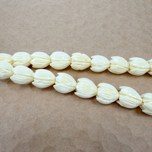 Pikake 10x12mm Large Cream Resin Bead (GEM2402)-The Bead Gallery Honolulu