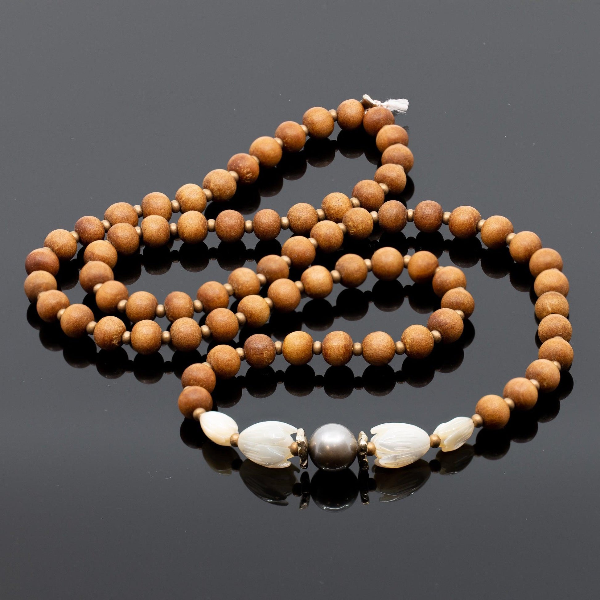 Pikake & Tahitian Pearl Long Sandalwood Necklace Kit