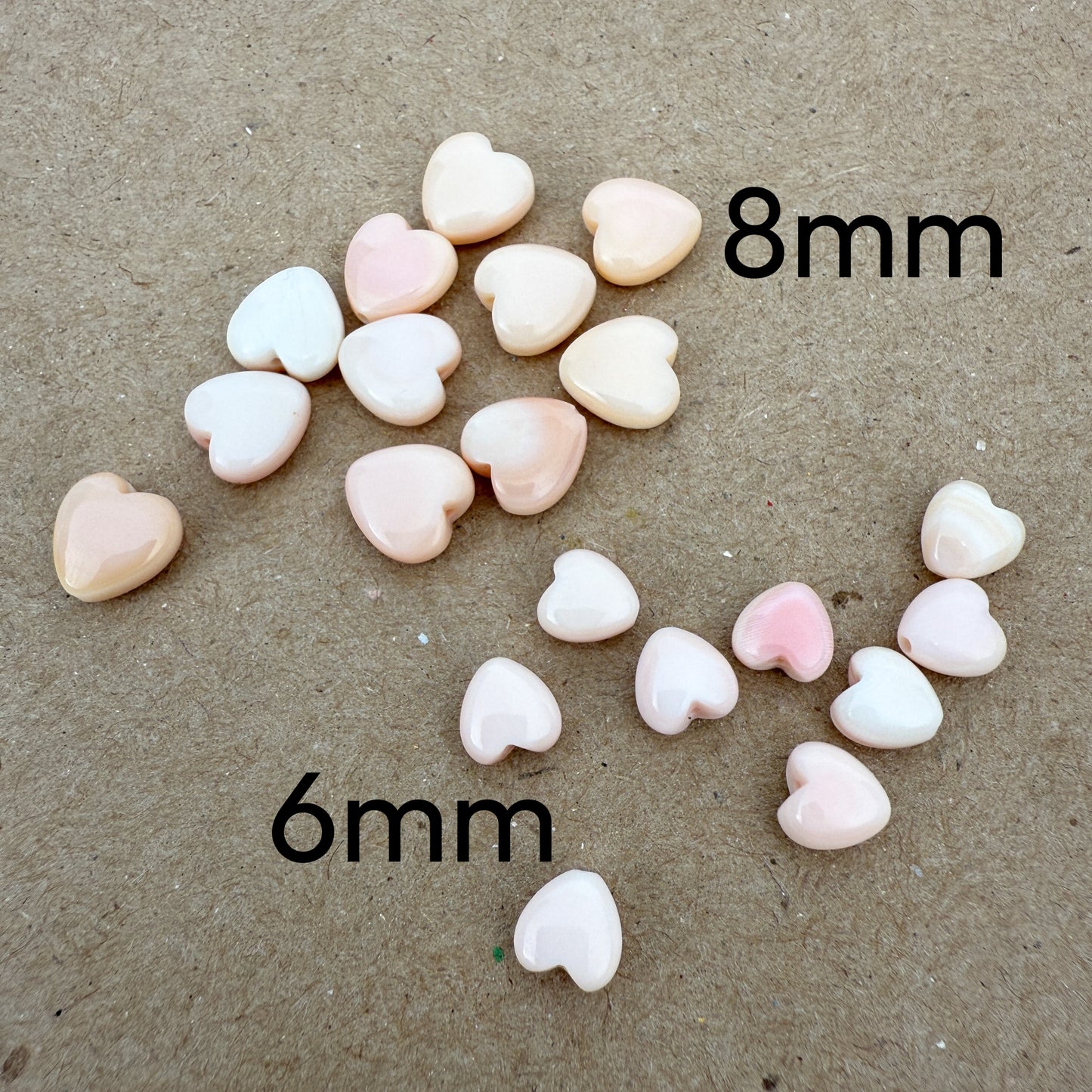 Pink Conch Shell 6mm Heart Bead - 1 pc. (P3289)-The Bead Gallery Honolulu