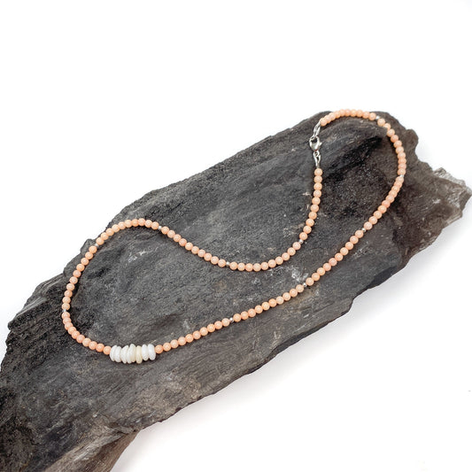 Pink Coral & Hawaiian Puka Shell Necklace Beads (KT461)-The Bead Gallery Honolulu